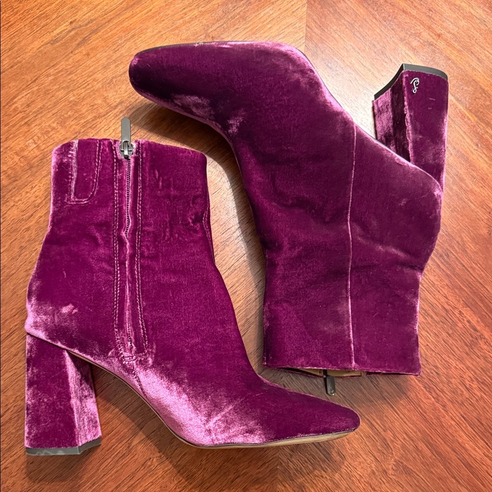 Sam Edelman Fawn Velvet Ankle Boots in Deep Purple (Orchid) Size 9